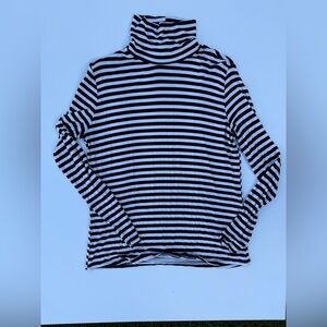 H&M Striped Black & White Turtleneck Long Sleeve Top